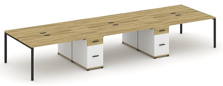 Рабочая станция на 6 мест с четыремя опорными тумбами CN.DRS-455 B/W