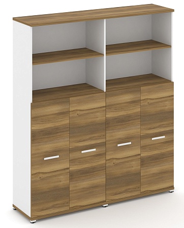 Шкаф две широкие секции, 5 ниш (4 фасада ЛДСП, 3 ниши) CN.STS-524 B/W