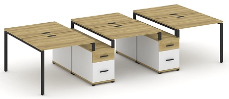 Рабочая станция на 6 мест с двумя двухсторонними опорными тумбами CN.DRS-337 B/W