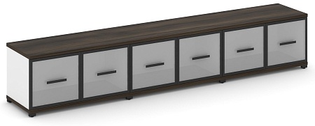 Шкаф три широкие секции, 1 ниша (6 фасадов стекло белое матовое в раме, 1 ниша) CN.STS-133 RM B/W