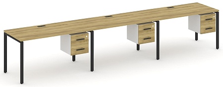 Рабочая станция односторонняя с подвесными тумбами на 3 места CN.ORS-135 B/W