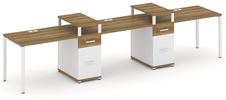 Рабочая станция на 3 места с двумя опорными тумбами CN.ORS-453 B/W