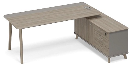 Стол руководителя с опорной тумбой правый (тип 1) WOOD ТМ В2 104