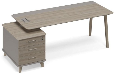 Стол на опорной тумбе малой левый (тип 1) WOOD ТМ В2 107