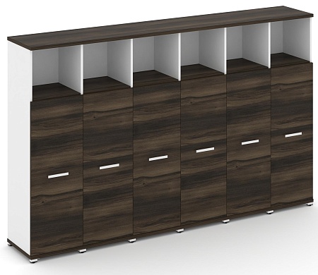 Шкаф шесть узких секций, 4 ниши (6 фасадов ЛДСП, 3 ниши) CN.STU-463 B/W