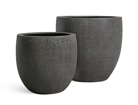 Кашпо TREEZ Effectory Stone Большой округлый конус Тёмно-серый камень д-90 см, в-86 см