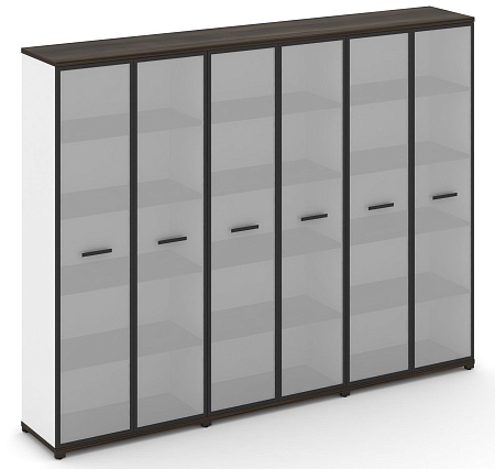 Шкаф три широкие секции, 5 ниш (6 фасадов стекло белое матовое в раме, 5 ниш) CN.STS-538 RM B/W
