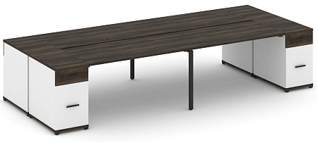 Рабочая станция на 4 места с двумя опорными тумбами CN.DRS-431 B/W