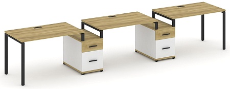 Рабочая станция на 3 места с двумя опорными тумбами CN.ORS-330 B/W