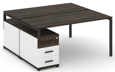 Рабочая станция на 2 места с двухсторонней опорной тумбой CN.DRS-304 B/W