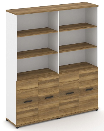 Шкаф две широкие секции, 5 ниш (4 фасада ЛДСП, 2 ниши) CN.STS-521 B/W