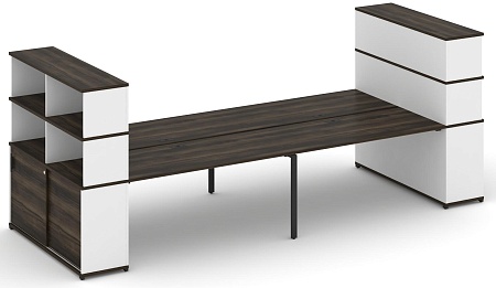 Рабочая станция с опорными шкафами купе с надставкой высокой CN.DRS-288 B/W