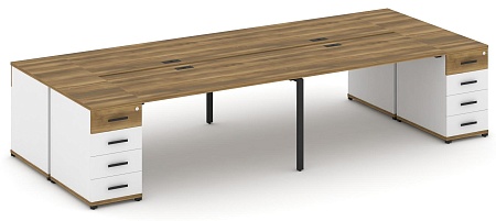 Рабочая станция на 4 места с двумя опорными тумбами CN.DRS-427 B/W