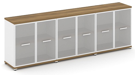 Шкаф три широкие секции, 2 ниши (6 фасадов стекло белое матовое в раме, 2 ниши) CN.STS-233 RM B/W