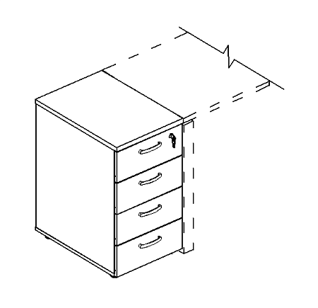 Тумба приставная 4-х ящичная с замком A4 9220 БП
