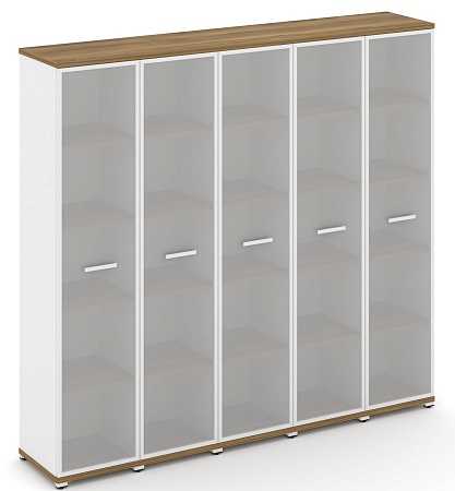 Шкаф пять узких секций, 5 ниш (5 фасадов стекло белое матовое в раме, 5 ниш) CN.STU-558 RM B/W