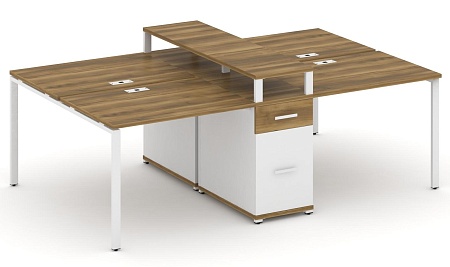 Рабочая станция на 6 мест с четыремя опорными тумбами CN.DRS-437 B/W