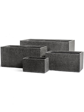 Кашпо TREEZ Effectory Stone Низкий прямоугольник Тёмно-серый камень д-80, ш-35, в-37 см