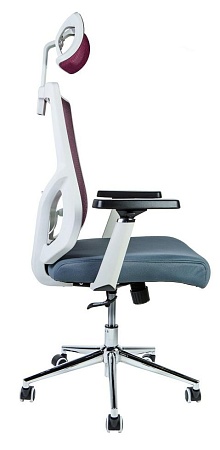 Кресло офисное Гарда SL (спинка вишневая сетка / сидушка серая ткань) L-035S-0-12-1-206