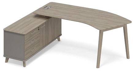 Стол руководителя эргономичный на опорной тумбе левый (тип 5) WOOD  ТМ В2 125