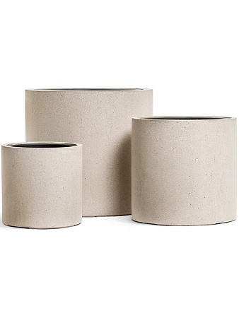 Кашпо TREEZ Effectory Beton Цилиндр Белый песок в-51 см, д-53 см