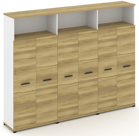 Шкаф три широкие секции, 5 ниш (6 фасадов ЛДСП, 4 ниши ) CN.STS-536 B/W
