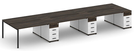 Рабочая станция на 6 мест с четыремя опорными тумбами CN.DRS-459 B/W