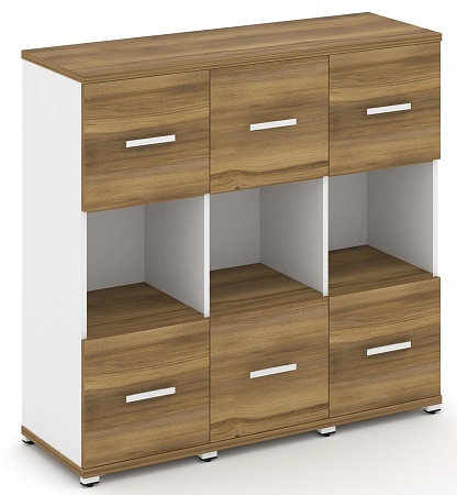 Шкаф три узкие секции, 3 ниши (3 фасада ЛДСП, 1 ниша + 3 фасада ЛДСП,1 ниша) CN.STU-335 B/W