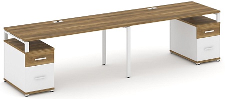 Рабочая станция на 2 места с двумя опорными тумбами CN.ORS-324 B/W