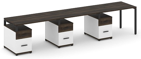 Рабочая станция на 3 места с тремя опорными тумбами CN.ORS-346 B/W