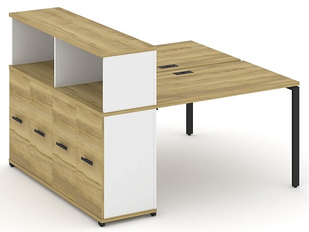 Рабочая станция с опорным распашным шкафом с надставкой низкой CN.DRS-226 B/W