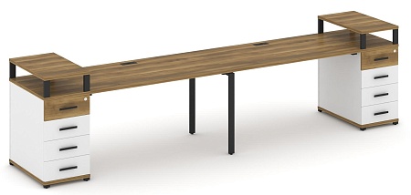 Рабочая станция на 2 места с двумя опорными тумбами CN.ORS-427 B/W