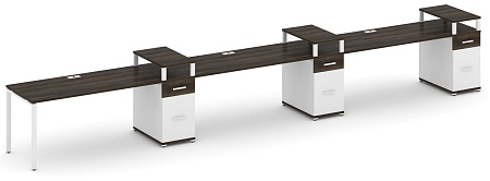 Рабочая станция на 3 места с тремя опорными тумбами CN.ORS-464 B/W
