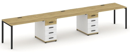 Рабочая станция на 3 места с двумя опорными тумбами CN.ORS-434 B/W