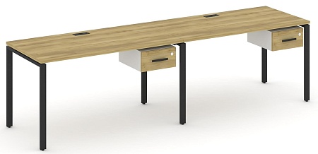 Рабочая станция односторонняя с подвесными тумбами на 2 места CN.ORS-111 B/W