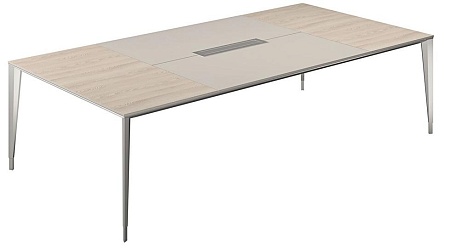 Стол конференц домино вдоль, ясень наварра, центр серый камень NZ-0104