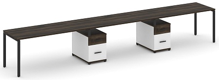 Рабочая станция на 3 места с двумя опорными тумбами CN.ORS-340 B/W