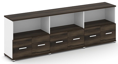 Шкаф три широкие секции, 2 ниши (6 фасадов ЛДСП, 1 ниша) CN.STS-231 B/W