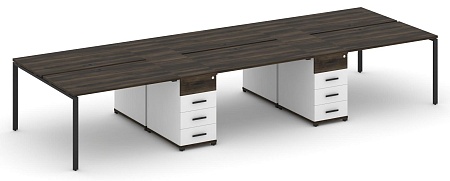 Рабочая станция на 6 мест с четыремя опорными тумбами CN.DRS-450 B/W