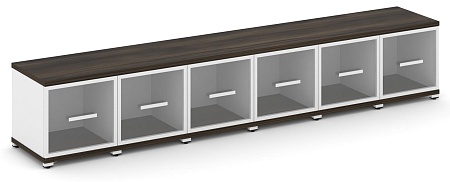 Шкаф шесть узких секций, 1 ниша (6 фасадов стекло прозрачное в раме, 1 ниша) CN.STU-163 RP B/W