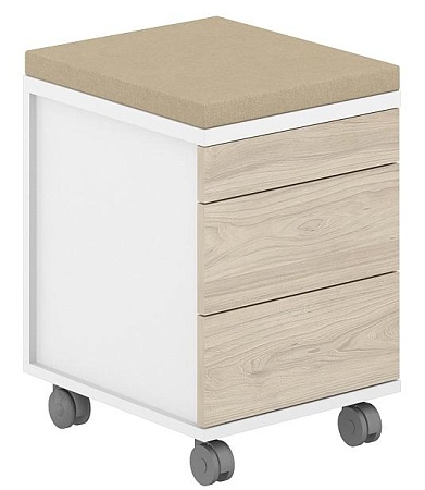 Тумба мобильная 2 ящ. ЛДСП + лот.ящ. + подушка-бежевый AG.273.WH.WH.WH