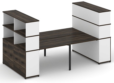 Рабочая станция с опорными распашными шкафоми с надставкой высокой CN.DRS-273 B/W