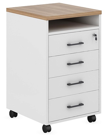 Тумба мобильная на колёсах 4 ящика 750 замок на верхний ящик EVL306/H/H/ANT.U003
