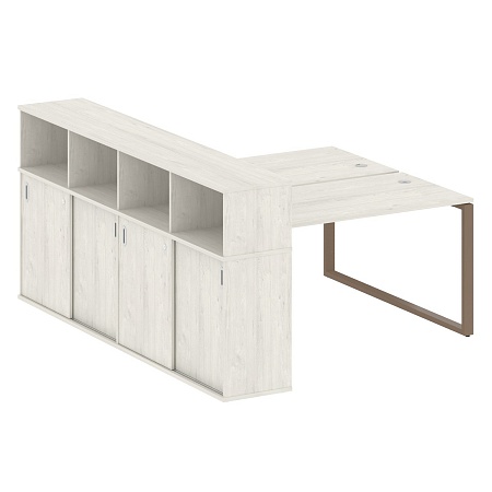 Рабочая станция на О-образном м/к с опорным шкафом-купе БО.РС-СШК-4.3