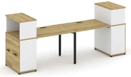 Рабочая станция с опорными распашными шкафами с надставкой низкой CN.ORS-225 B/W