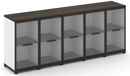 Шкаф пять узких секций, 2 ниши (5 фасадов стекло прозрачное в раме,  2 ниши) CN.STU-253 RP B/W
