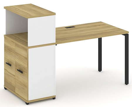 Стол рабочий с опорным распашным шкафом с надставкой низкой CN.SP-226 B/W