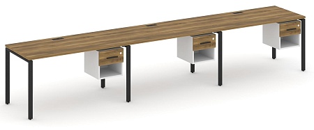 Рабочая станция односторонняя с подвесными тумбами на 3 места CN.ORS-139 B/W