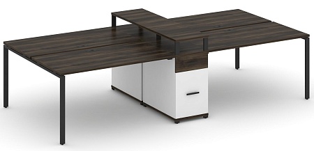 Рабочая станция на 6 мест с четыремя опорными тумбами CN.DRS-439 B/W