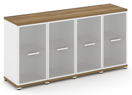 Шкаф четыре узкие секции, 2 ниши (4 фасада стекло белое матовое в раме, 2 ниши ) CN.STU-243 RM B/W